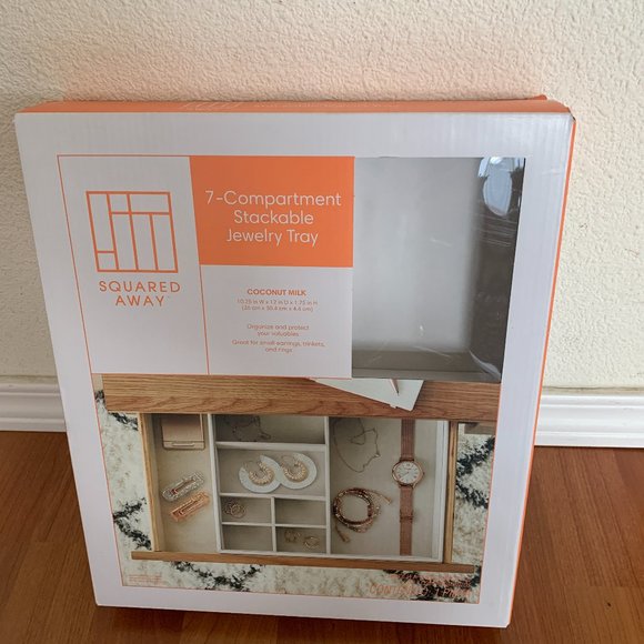 COPY - Squared Away™ 7-Compartment Stackable Jewelry Tray in Coconut Milk - Picture 1 of 7